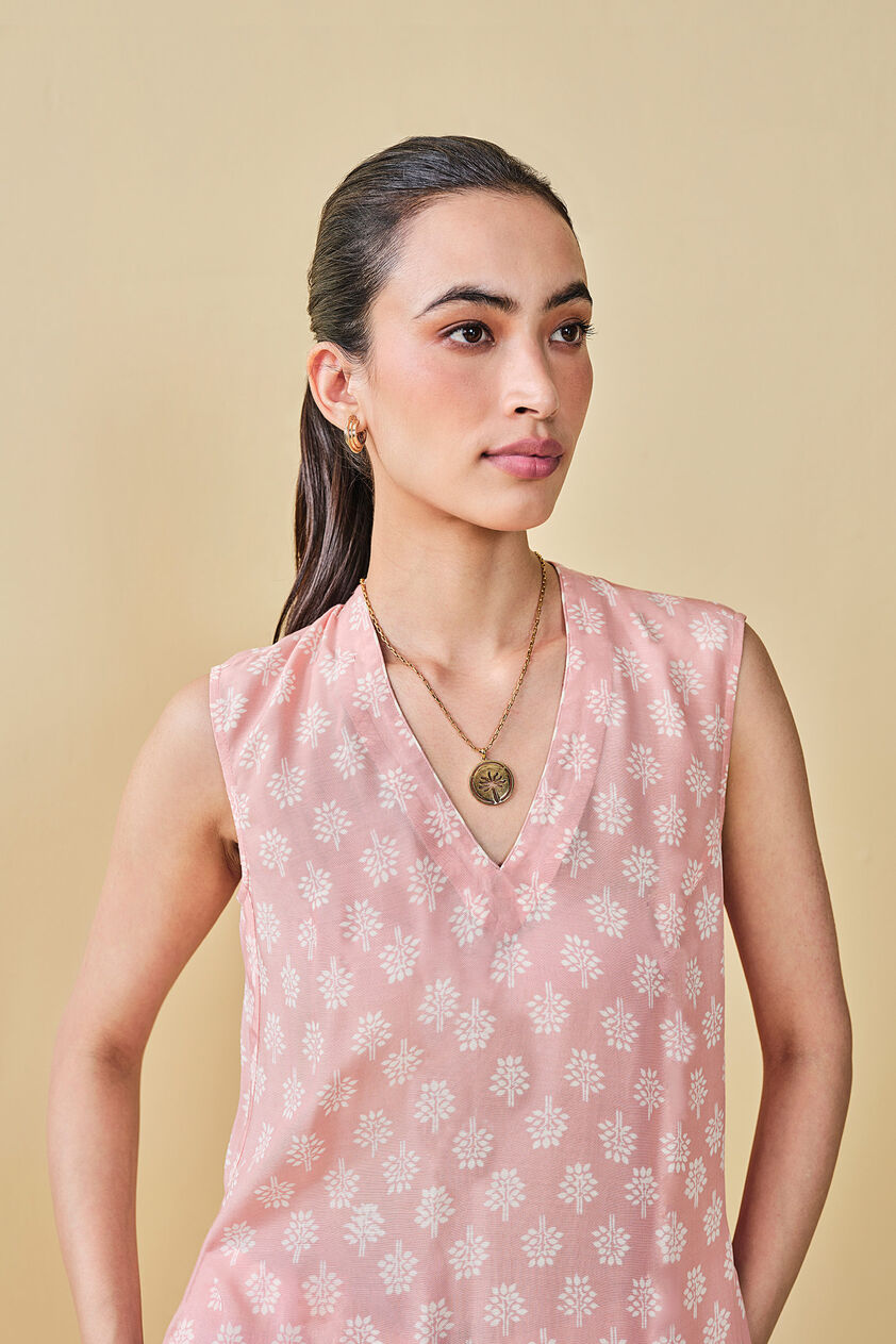 Sunshade Hand-block Printed Coord - Peach, Peach, image 8
